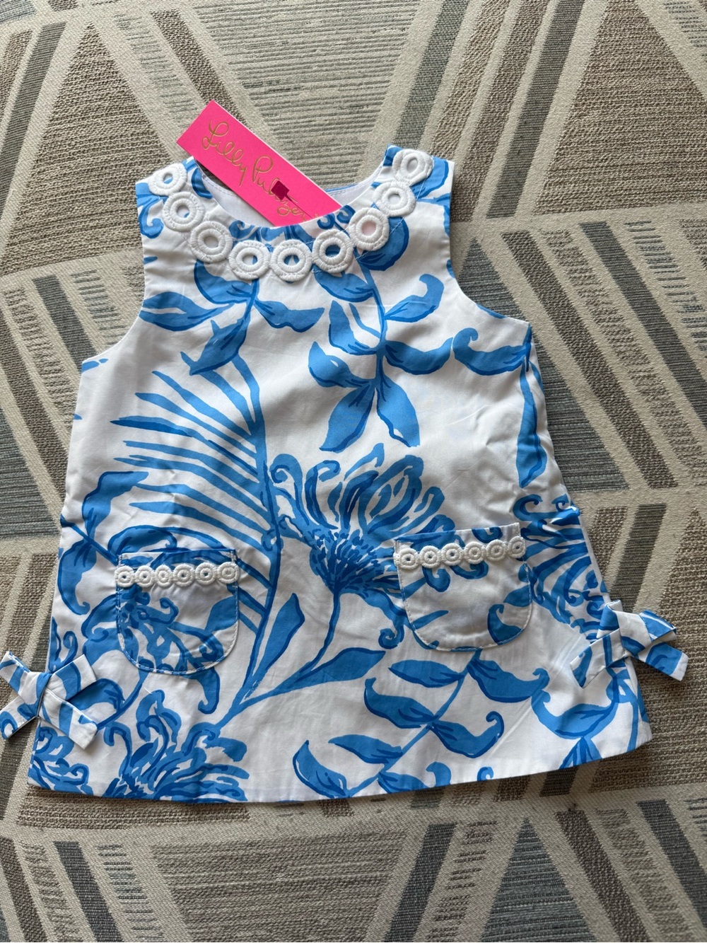 Lilly Pulitzer, Baby Shift Dress 12 To 18 Months Resort White Glisten In The Sun